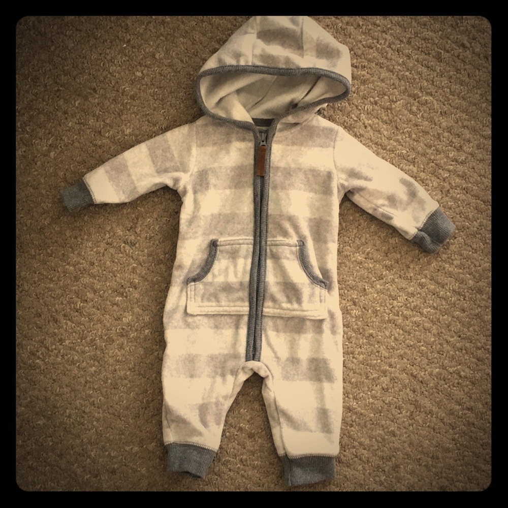 Carter’s fleece zip up onesie outfit cozy 3 months